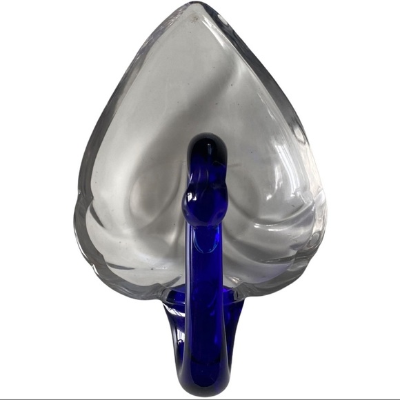 Beautiful Cobalt Blue Glass Swan & Transparent Glass Soap Candy Dish 9” L 5” H - Picture 3 of 7